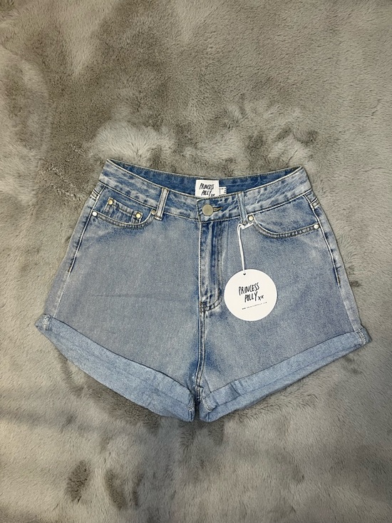 Princess Polly Pants - Princess Polly Washed Light Blue High-Rise Denim Shorts